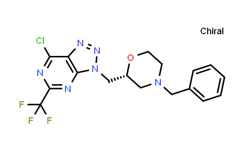 CAS No. 1305117-37-6, 3H-1,2,3-Triazolo[4,5-d]pyrimidine, 7-chloro-3-[[(2R)-4-(phenylmethyl)-2-morpholinyl]methyl]-5-(trifluoromethyl)-