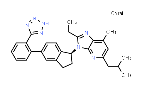 CAS No. 1310692-64-8, 3H-Imidazo[4,5-b]pyridine, 3-[(1S)-2,3-dihydro-5-[2-(2H-tetrazol-5-yl)phenyl]-1H-inden-1-yl]-2-ethyl-7-methyl-5-(2-methylpropyl)-