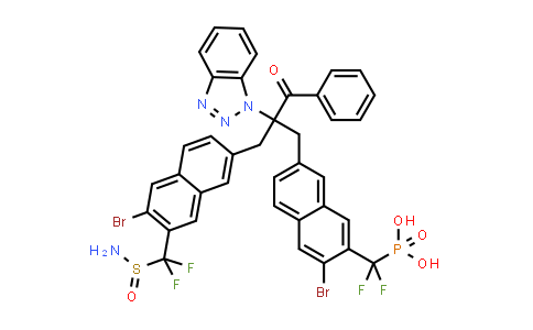 CAS No. 1312682-48-6, Phosphonic acid, P-[[7-[2-[[7-[(aminosulfinyl)difluoromethyl]-6-bromo-2-naphthalenyl]methyl]-2-(1H-benzotriazol-1-yl)-3-oxo-3-phenylpropyl]-3-bromo-2-naphthalenyl]difluoromethyl]-
