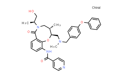 CAS No. 1314288-53-3, 4-Pyridinecarboxamide, N-[(2S,3S)-3,4,5,6-tetrahydro-5-[(1S)-2-hydroxy-1-methylethyl]-3-methyl-2-[[methyl[(4-phenoxyphenyl)methyl]amino]methyl]-6-oxo-2H-1,5-benzoxazocin-10-yl]-