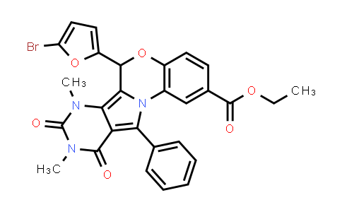MC517437 | 1314873-00-1 | 6H-Pyrimido[4',5':3,4]pyrrolo[2,1-c][1,4]benzoxazine-2-carboxylic acid, 6-(5-bromo-2-furanyl)-7,8,9,10-tetrahydro-7,9-dimethyl-8,10-dioxo-11-phenyl-, ethyl ester