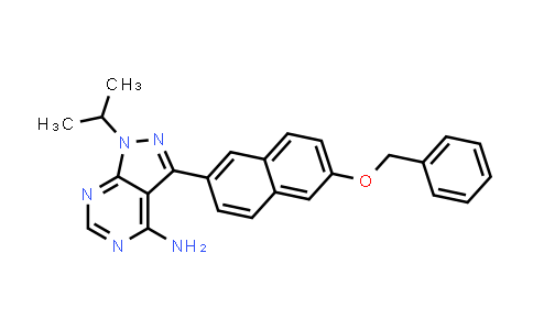 CAS No. 1320266-26-9, 1H-Pyrazolo[3,4-d]pyrimidin-4-amine, 1-(1-methylethyl)-3-[6-(phenylmethoxy)-2-naphthalenyl]-