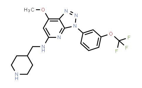 CAS No. 1331742-63-2, 3H-1,2,3-Triazolo[4,5-b]pyridin-5-amine, 7-methoxy-N-(4-piperidinylmethyl)-3-[3-(trifluoromethoxy)phenyl]-