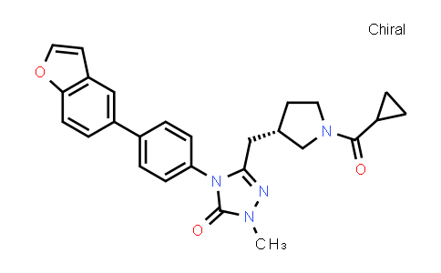 CAS No. 1332331-14-2, 3H-1,2,4-Triazol-3-one, 4-[4-(5-benzofuranyl)phenyl]-5-[[(3S)-1-(cyclopropylcarbonyl)-3-pyrrolidinyl]methyl]-2,4-dihydro-2-methyl-