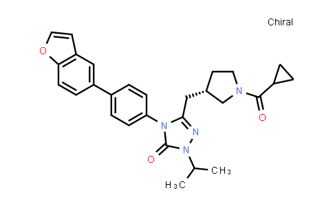CAS No. 1332331-16-4, 3H-1,2,4-Triazol-3-one, 4-[4-(5-benzofuranyl)phenyl]-5-[[(3S)-1-(cyclopropylcarbonyl)-3-pyrrolidinyl]methyl]-2,4-dihydro-2-(1-methylethyl)-