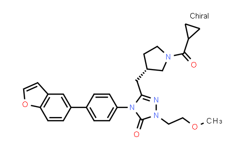 CAS No. 1332331-17-5, 3H-1,2,4-Triazol-3-one, 4-[4-(5-benzofuranyl)phenyl]-5-[[(3S)-1-(cyclopropylcarbonyl)-3-pyrrolidinyl]methyl]-2,4-dihydro-2-(2-methoxyethyl)-