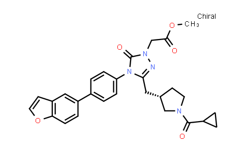 CAS No. 1332331-18-6, 1H-1,2,4-Triazole-1-acetic acid, 4-[4-(5-benzofuranyl)phenyl]-3-[[(3S)-1-(cyclopropylcarbonyl)-3-pyrrolidinyl]methyl]-4,5-dihydro-5-oxo-, methyl ester