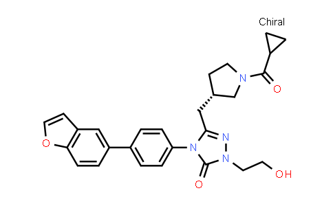 CAS No. 1332331-19-7, 3H-1,2,4-Triazol-3-one, 4-[4-(5-benzofuranyl)phenyl]-5-[[(3S)-1-(cyclopropylcarbonyl)-3-pyrrolidinyl]methyl]-2,4-dihydro-2-(2-hydroxyethyl)-