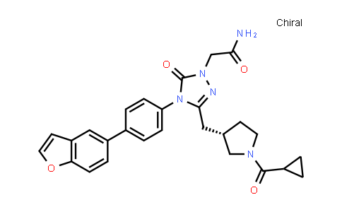 CAS No. 1332331-29-9, 1H-1,2,4-Triazole-1-acetamide, 4-[4-(5-benzofuranyl)phenyl]-3-[[(3S)-1-(cyclopropylcarbonyl)-3-pyrrolidinyl]methyl]-4,5-dihydro-5-oxo-