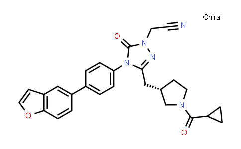 CAS No. 1332331-30-2, 1H-1,2,4-Triazole-1-acetonitrile, 4-[4-(5-benzofuranyl)phenyl]-3-[[(3S)-1-(cyclopropylcarbonyl)-3-pyrrolidinyl]methyl]-4,5-dihydro-5-oxo-