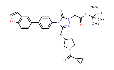 CAS No. 1332333-21-7, 1H-1,2,4-Triazole-1-acetic acid, 4-[4-(5-benzofuranyl)phenyl]-3-[[(3S)-1-(cyclopropylcarbonyl)-3-pyrrolidinyl]methyl]-4,5-dihydro-5-oxo-, 1,1-dimethylethyl ester