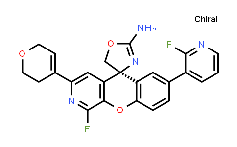 CAS No. 1335497-93-2, Spiro[5H-[1]benzopyrano[2,3-c]pyridine-5,4'(5'H)-oxazol]-2'-amine, 3-(3,6-dihydro-2H-pyran-4-yl)-1-fluoro-7-(2-fluoro-3-pyridinyl)-, (4'S)-