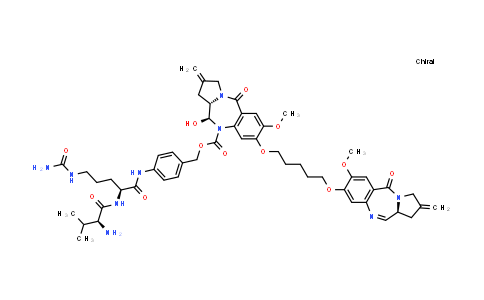 MC518665 | 1343476-59-4 | L-Ornithinamide, L-valyl-N5-(aminocarbonyl)-N-[4-[[[[(11S,11aS)-2,3,11,11a-tetrahydro-11-hydroxy-7-methoxy-2-methylene-5-oxo-8-[[5-[[(11aS)-2,3,5,11a-tetrahydro-7-methoxy-2-methylene-5-oxo-1H-pyrrolo[2,1-c][1,4]benzodiazepin-8-yl]oxy]pentyl]oxy]-1H-pyrrolo[2,1-c][1,4]benzodiazepin-10(5H)-yl]carbonyl]oxy]methyl]phenyl]-