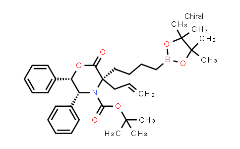 CAS No. 1345672-86-7, 4-Morpholinecarboxylic acid, 2-oxo-5,6-diphenyl-3-(2-propen-1-yl)-3-[4-(4,4,5,5-tetramethyl-1,3,2-dioxaborolan-2-yl)butyl]-, 1,1-dimethylethyl ester, (3R,5R,6S)-