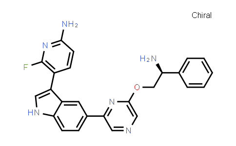 CAS No. 1345828-13-8, 2-Pyridinamine, 5-[5-[6-[(2S)-2-amino-2-phenylethoxy]-2-pyrazinyl]-1H-indol-3-yl]-6-fluoro-