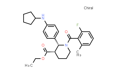 CAS No. 1346623-09-3, 3-Piperidinecarboxylic acid, 2-[4-(cyclopentylamino)phenyl]-1-(2-fluoro-6-methylbenzoyl)-, ethyl ester, (2R,3S)-