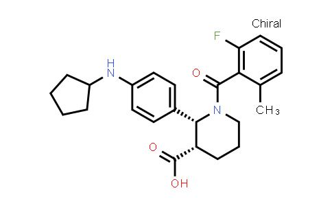 CAS No. 1346623-11-7, (2R,3S)-2-(4-(cyclopentylamino)phenyl)-1-(2-fluoro-6-methylbenzoyl)piperidine-3-carboxylic acid