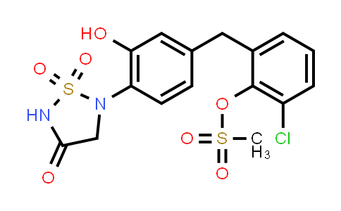 CAS No. 1347585-89-0, 2-chloro-6-(4-(1,1-dioxido-4-oxo-1,2,5-thiadiazolidin-2-yl)-3-hydroxybenzyl)phenyl (methanesulfonate)