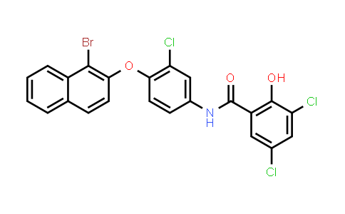 CAS No. 134897-45-3, N-(4-((1-Bromonaphthalen-2-yl)oxy)-3-chlorophenyl)-3,5-dichloro-2-hydroxybenzamide