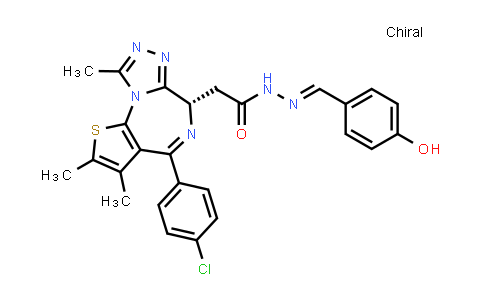 CAS No. 1349067-75-9, (S,E)-2-(4-(4-Chlorophenyl)-2,3,9-trimethyl-6H-thieno[3,2-f][1,2,4]triazolo[4,3-a][1,4]diazepin-6-yl)-N'-(4-hydroxybenzylidene)acetohydrazide
