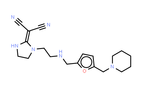 CAS No. 135017-30-0, Propanedinitrile, 2-[1-[2-[[[5-(1-piperidinylmethyl)-2-furanyl]methyl]amino]ethyl]-2-imidazolidinylidene]-