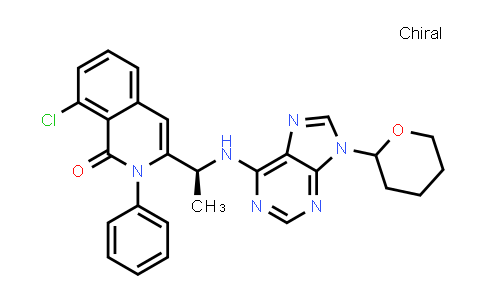 MC519035 | 1350643-73-0 | 8-Chloro-2-phenyl-3-((1S)-1-((9-(tetrahydro-2H-pyran-2-yl)-9H-purin-6-yl)amino)ethyl)isoquinolin-1(2H)-one