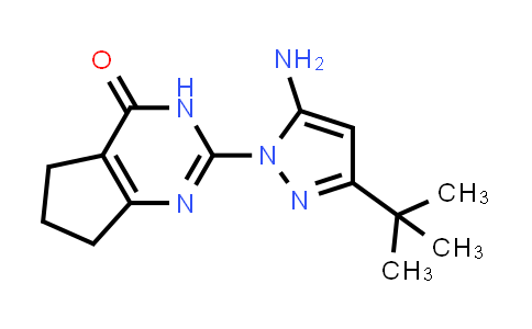 CAS No. 1350989-10-4, 2-(5-Amino-3-tert-butyl-1H-pyrazol-1-yl)-3,5,6,7-tetrahydro-4H-cyclopenta[d]pyrimidin-4-one