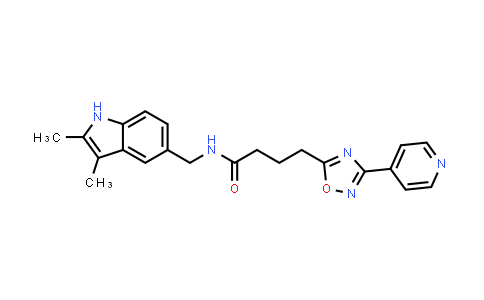CAS No. 1351260-76-8, N-((2,3-Dimethyl-1H-indol-5-yl)methyl)-4-(3-(pyridin-4-yl)-1,2,4-oxadiazol-5-yl)butanamide