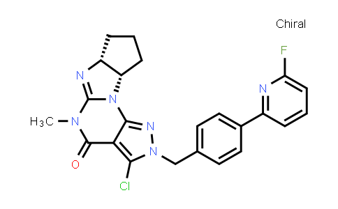 CAS No. 1351961-58-4, (6aR,9aS)-3-Chloro-2-(4-(6-fluoropyridin-2-yl)benzyl)-5-methyl-5,6a,7,8,9,9a-hexahydrocyclopenta[4,5]imidazo[1,2-a]pyrazolo[4,3-e]pyrimidin-4(2H)-one