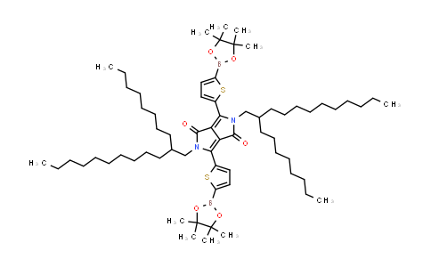CAS No. 1351986-34-9, 2,5-Bis(2-octyldodecyl)-3,6-bis(5-(4,4,5,5-tetramethyl-1,3,2-dioxaborolan-2-yl)thiophen-2-yl)-2,5-dihydropyrrolo[3,4-c]pyrrole-1,4-dione
