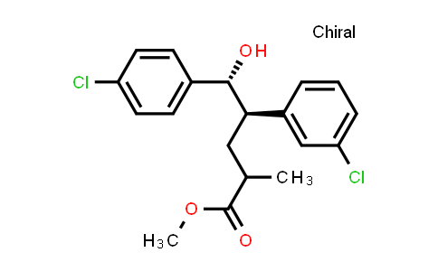 CAS No. 1352073-03-0, Benzenepentanoic acid, 4-chloro-γ-(3-chlorophenyl)-δ-hydroxy-α-methyl-, methyl ester, (γR,δR)-rel-