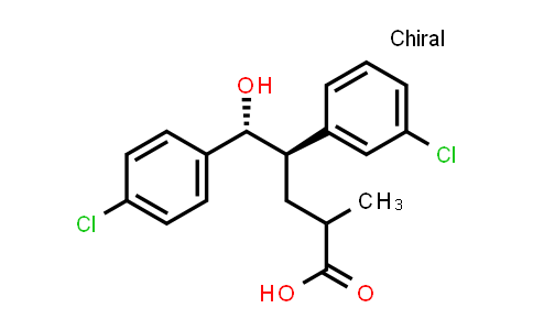 CAS No. 1352073-04-1, Benzenepentanoic acid, 4-chloro-γ-(3-chlorophenyl)-δ-hydroxy-α-methyl-, (γR,δR)-rel-