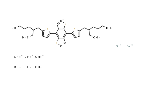 CAS No. 1352642-37-5, tin(IV) 4,8-bis(5-(2-ethylhexyl)thiophen-2-yl)benzo[1,2-b:4,5-b']dithiophene-2,6-diide hexamethanide