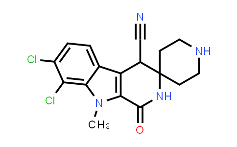CAS No. 1353572-78-7, Spiro[piperidine-4,3'-[3H]pyrido[3,4-b]indole]-4'-carbonitrile, 7',8'-dichloro-1',2',4',9'-tetrahydro-9'-methyl-1'-oxo-