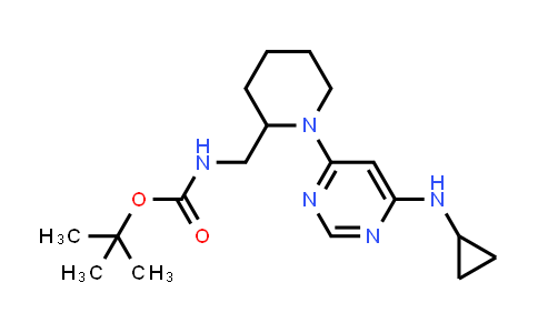 CAS No. 1353944-71-4, [1-(6-Cyclopropylamino-pyrimidin-4-yl)-piperidin-2-ylmethyl]-carbamic acid tert-butyl ester