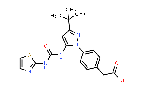 CAS No. 1357621-30-7, Benzeneacetic acid, 4-[3-(1,1-dimethylethyl)-5-[[(2-thiazolylamino)carbonyl]amino]-1H-pyrazol-1-yl]-