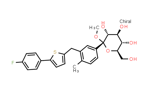 CAS No. 1358581-37-9, (2S,3R,4S,5S,6R)-2-(3-((5-(4-Fluorophenyl)thiophen-2-yl)methyl)-4-methylphenyl)-6-(hydroxymethyl)-2-methoxytetrahydro-2H-pyran-3,4,5-triol