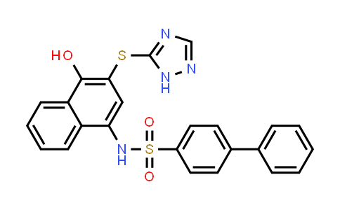 CAS No. 1359834-20-0, [1,1'-Biphenyl]-4-sulfonamide, N-[4-hydroxy-3-(1H-1,2,4-triazol-5-ylthio)-1-naphthalenyl]-