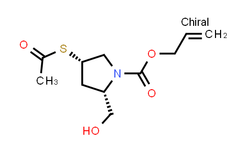 CAS No. 136140-32-4, allyl (2S,4S)-4-(acetylthio)-2-(hydroxymethyl)pyrrolidine-1-carboxylate