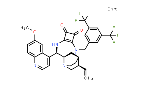 CAS No. 1362169-08-1, 3-[[[3,5-Bis(trifluoromethyl)phenyl]methyl]amino]-4-[[(9R)-6'-methoxycinchonan-9-yl]amino]-3-cyclobutene-1,2-dione
