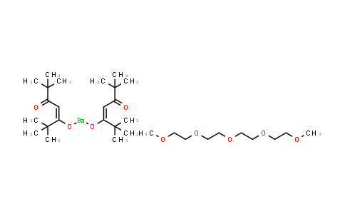 CAS No. 136629-60-2, Bis(2,2,6,6-tetramethyl-3,5-heptanedionato)barium tetraglyme adduct