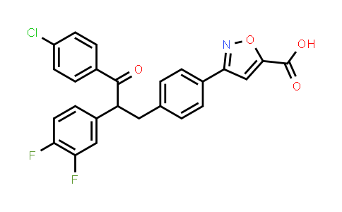 CAS No. 1373156-22-9, 5-Isoxazolecarboxylic acid, 3-[4-[3-(4-chlorophenyl)-2-(3,4-difluorophenyl)-3-oxopropyl]phenyl]-