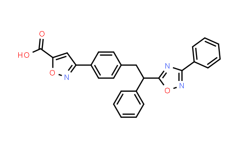 CAS No. 1373156-25-2, 5-Isoxazolecarboxylic acid, 3-[4-[2-phenyl-2-(3-phenyl-1,2,4-oxadiazol-5-yl)ethyl]phenyl]-
