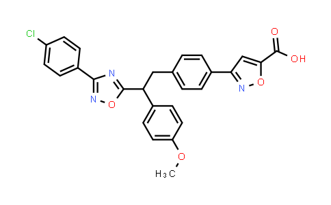 CAS No. 1373156-28-5, 5-Isoxazolecarboxylic acid, 3-[4-[2-[3-(4-chlorophenyl)-1,2,4-oxadiazol-5-yl]-2-(4-methoxyphenyl)ethyl]phenyl]-
