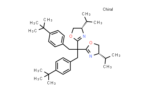 CAS No. 1373357-05-1, (4S,4'S)-2,2'-(1,3-Bis(4-(tert-butyl)phenyl)propane-2,2-diyl)bis(4-isopropyl-4,5-dihydrooxazole)