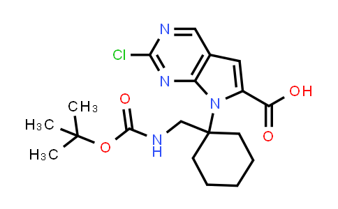CAS No. 1374635-89-8, 7-(1-(((Tert-butoxycarbonyl)amino)methyl)cyclohexyl)-2-chloro-7H-pyrrolo[2,3-d]pyrimidine-6-carboxylic acid