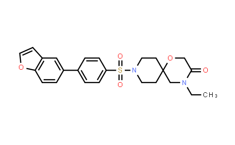 CAS No. 1375105-70-6, 1-Oxa-4,9-diazaspiro[5.5]undecan-3-one, 9-[[4-(5-benzofuranyl)phenyl]sulfonyl]-4-ethyl-