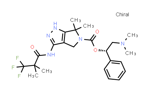 CAS No. 1375799-69-1, Pyrrolo[3,4-c]pyrazole-5(1H)-carboxylic acid, 4,6-dihydro-6,6-dimethyl-3-[(3,3,3-trifluoro-2,2-dimethyl-1-oxopropyl)amino]-, (1S)-2-(dimethylamino)-1-phenylethyl ester
