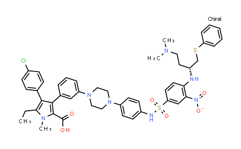 CAS No. 1376190-78-1, 1H-Pyrrole-2-carboxylic acid, 4-(4-chlorophenyl)-3-[3-[4-[4-[[[4-[[(1R)-3-(dimethylamino)-1-[(phenylthio)methyl]propyl]amino]-3-nitrophenyl]sulfonyl]amino]phenyl]-1-piperazinyl]phenyl]-5-ethyl-1-methyl-