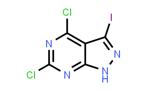 CAS No. 1379308-33-4, 4,6-Dichloro-3-iodo-1H-pyrazolo[3,4-d]pyrimidine